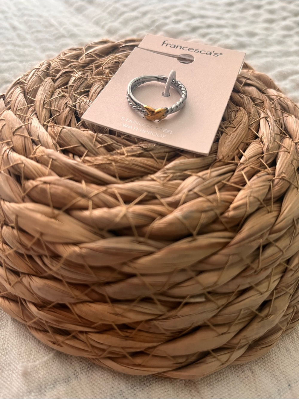 Francesca's Two-Tone Braided Ring with Gold Accent - Silver & Gold size 7